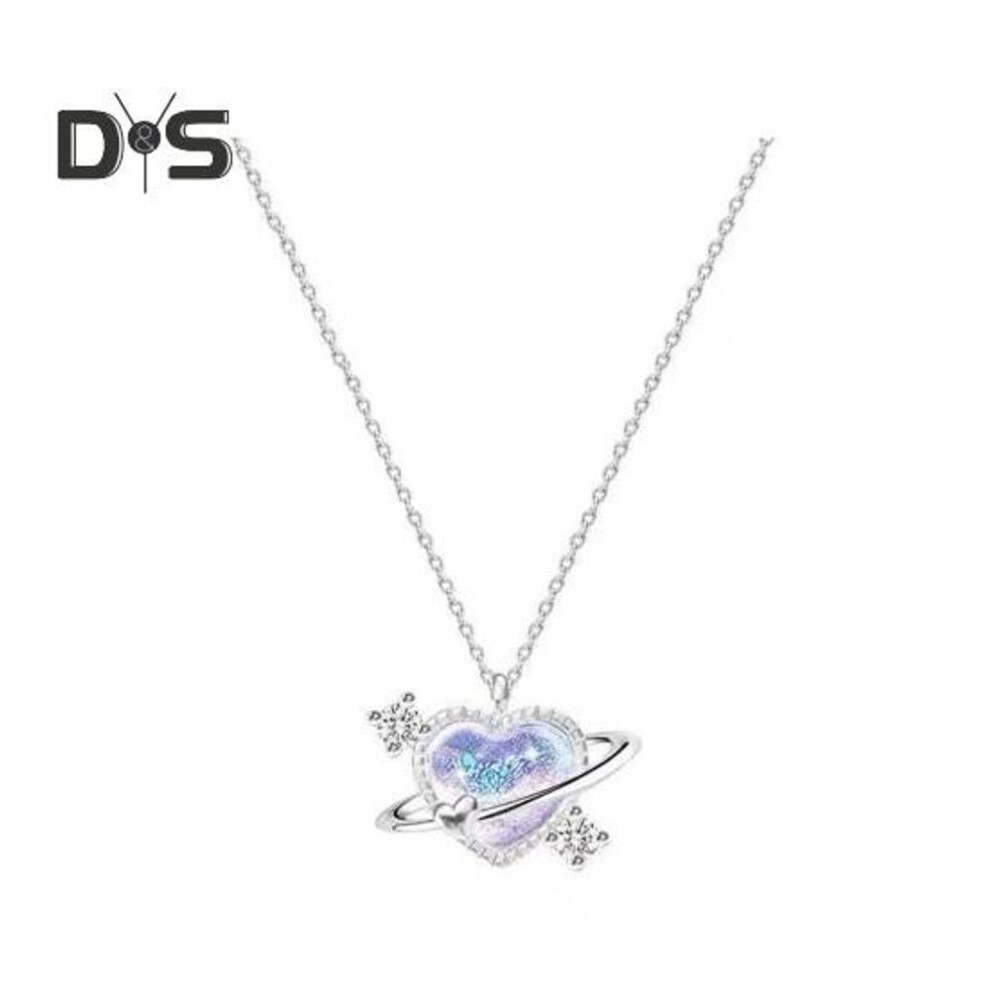 (as the picture, Love Heart) Women Clavicle Chain Necklace Cubic Zirconia Deamy Star Moon Pendant Adjustable With Extended Length Lady Necklace Wedding Party Travel Neck Jewelry