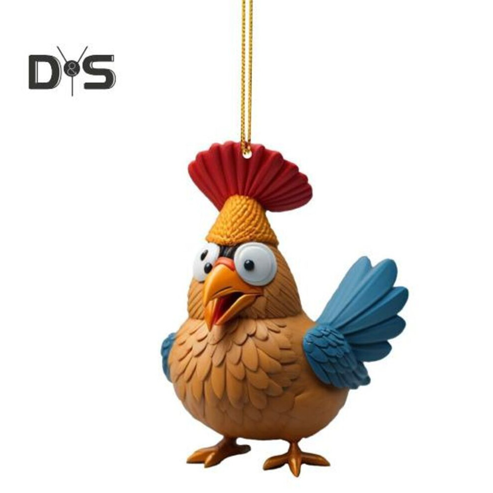 (as the picture, 10) Turkey Pendant 2D Flat Acrylic Chick Hanging Ornament Cute Cartoon Hat Chicken Pendant for Home Tree Decor Car Hanging