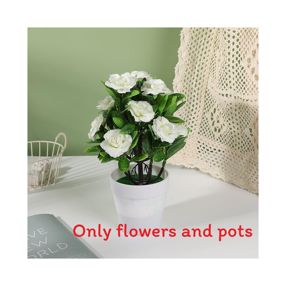 (White) Rose Realistic Monthly Artificial Flowers Green Plants Potted Indoor Decoration-image-OPC-PHCSKYQ-NEW