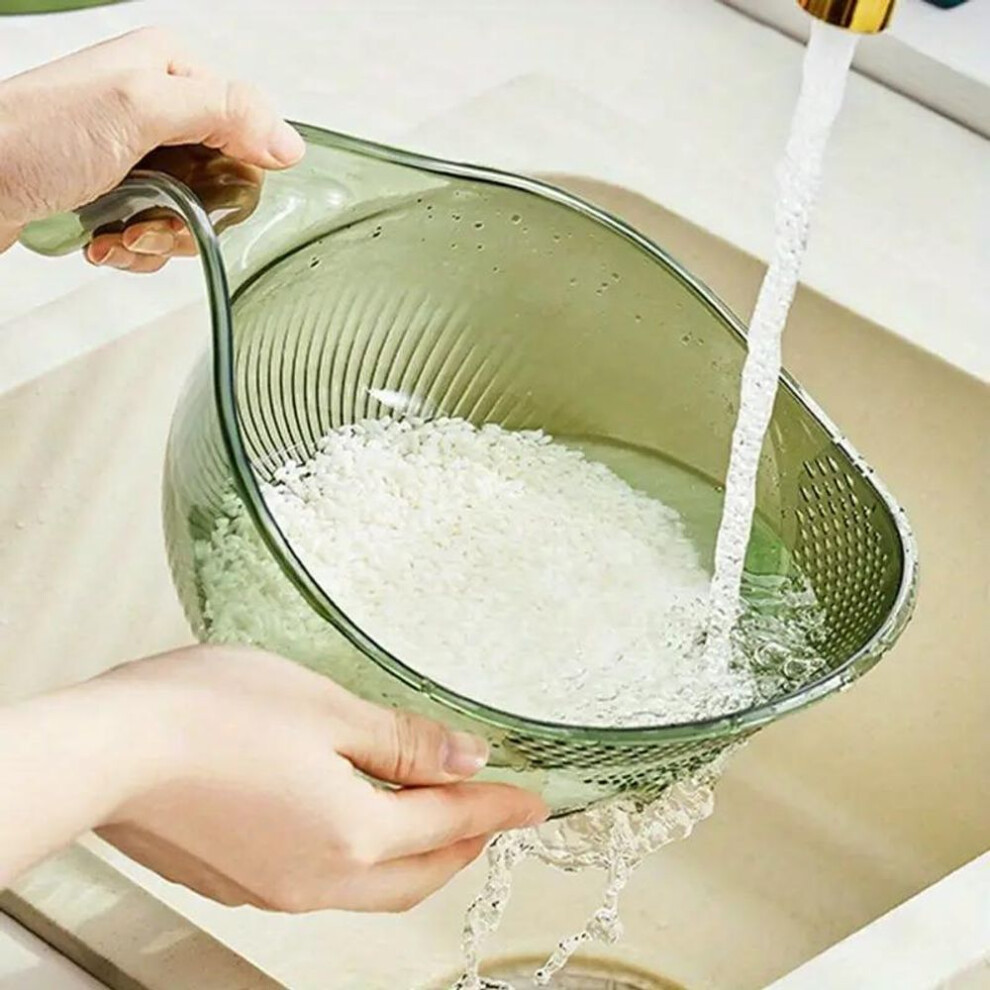 (green, 1PCS) 1Pc Multifunctional Drain Basket Drain Bowl Household Sink Vegetable Basin Kitchen Rice Washing Colander Fruit Plate
