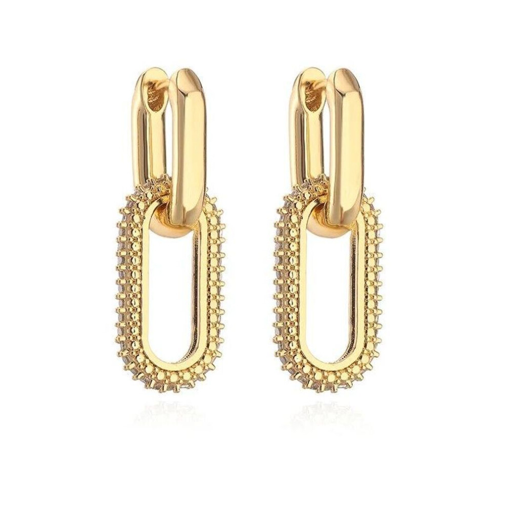 (gold) Retro Double Loop Drop Earrings Gold Silver Color Geometric Round Earrings for Women Punk Hip Hop Fashion Jewelry