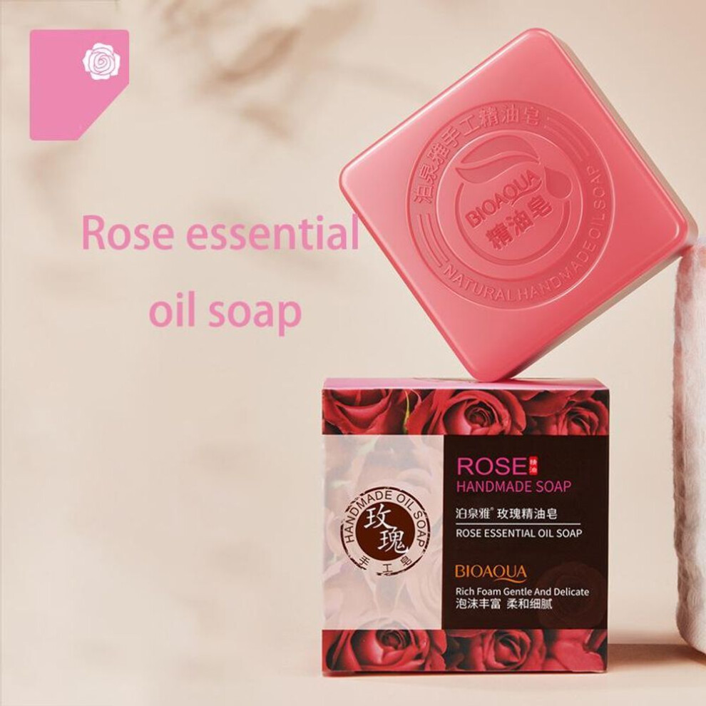 (Rose) Bioaqua Bamboo Charcoal Soap Matcha Soap Lavender Cleansing Essential Oil Soap Beauty Skin Handmade Soap Cosmetics