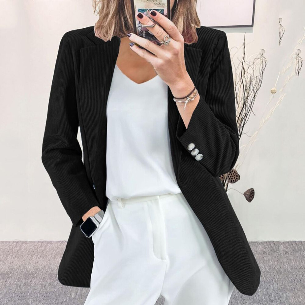 (black, S) Women's Corduroy Shirt Long Sleeve Button Blouse Casual Oversized Jacket Coat