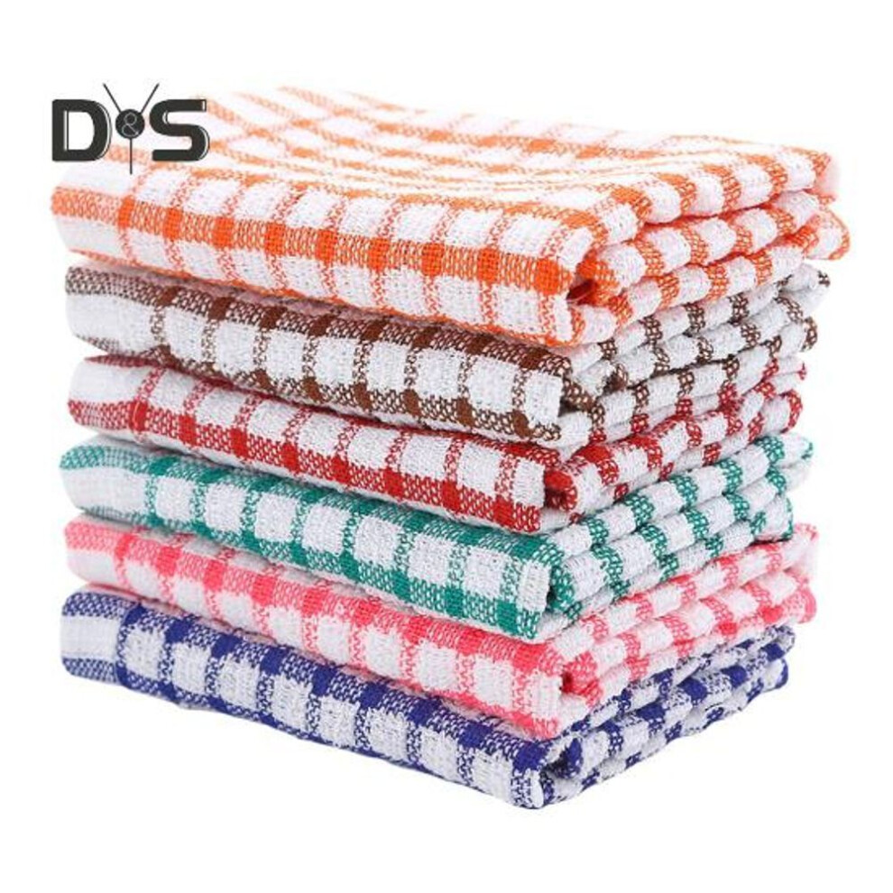 (multicolor) 1/6 Pcs Cleaning Towels Non-scratch Highly Absorbent Cotton Dishcloths Plaid Print Reusable Home Restaurant Hotel Dish Rag Hands And Face