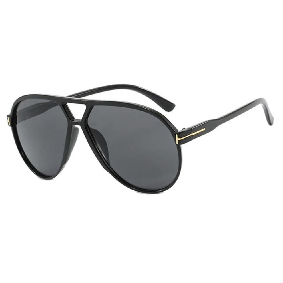 (black) New Brand Designer Women Sunglasses Retro Sun Glasses Pilot Eyewear Outdoor Men Sun Glasses Letter Large Frame Mirror Uv400