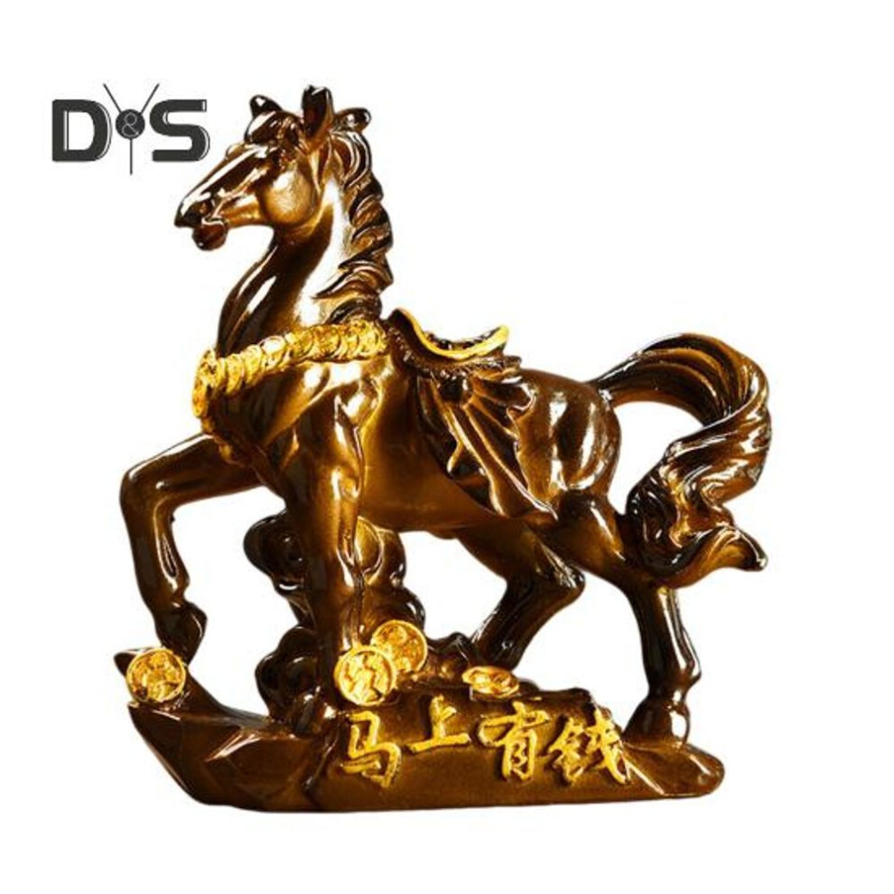 (golden) Horse Tea Pet Sculpture Resin Color-Changing Horse Ornament High Temperatures Money Symbol Base Home Decor for Tea Ceremony Wealth Display