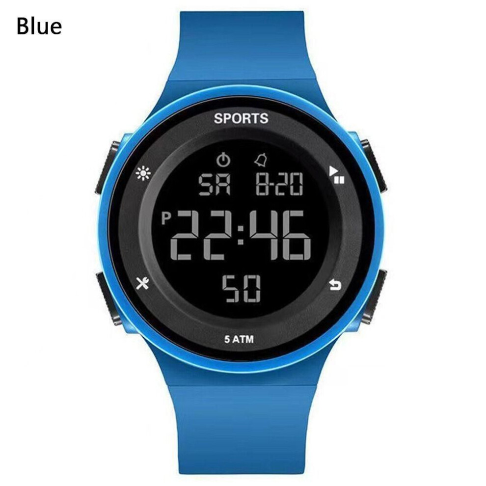 (blue) Big Dial Electronic Watch Casual Led Digital Wristwatches High Quality Couple Watch  Outdoor Sports