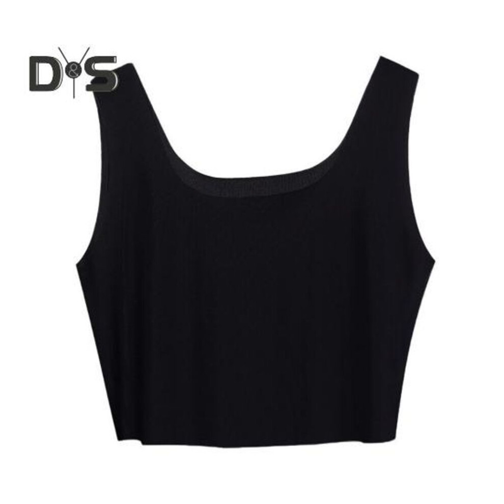 (XL, black) Women's Silky Tank Tops Elastic Cooling Sleeveless Camisoles Basic Shirt Ultra-Thin Seamless Cami Crop Top