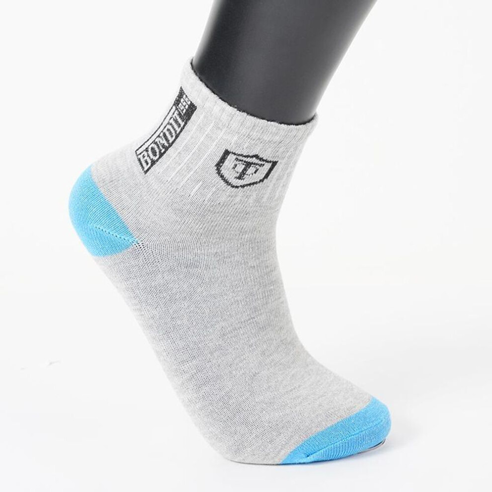(grey, One size) 1/5 Pairs Men Casual Daily Mid-Tube Socks Printed Shield Pattern Socks Sweat-absorbing and Deodorizing Sports Socks