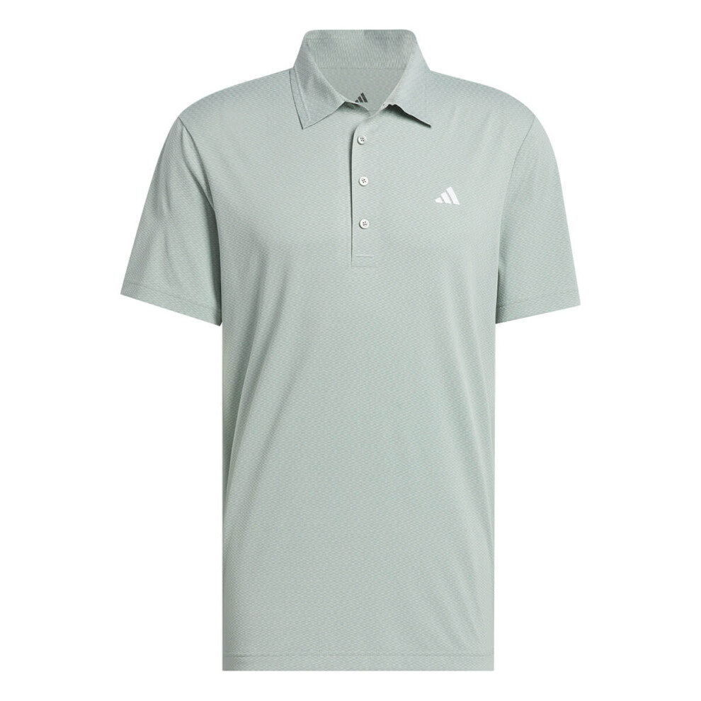 (XL, Silver Green) adidas Golf Mens 2025 Tour Textured Print Recycled Left Chest Polo Shirt