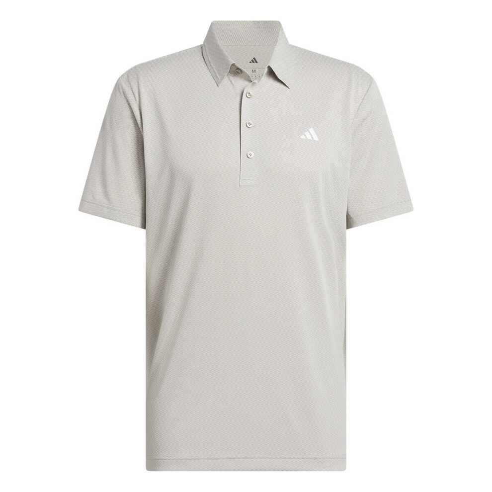 (M, Putty Beige) adidas Golf Mens 2025 Tour Textured Print Recycled Left Chest Polo Shirt