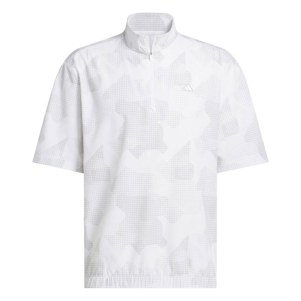 (L, White) adidas Golf Mens 2025 GO-TO Water Repellent Short Sleeve 1/2 Zip Sweater
