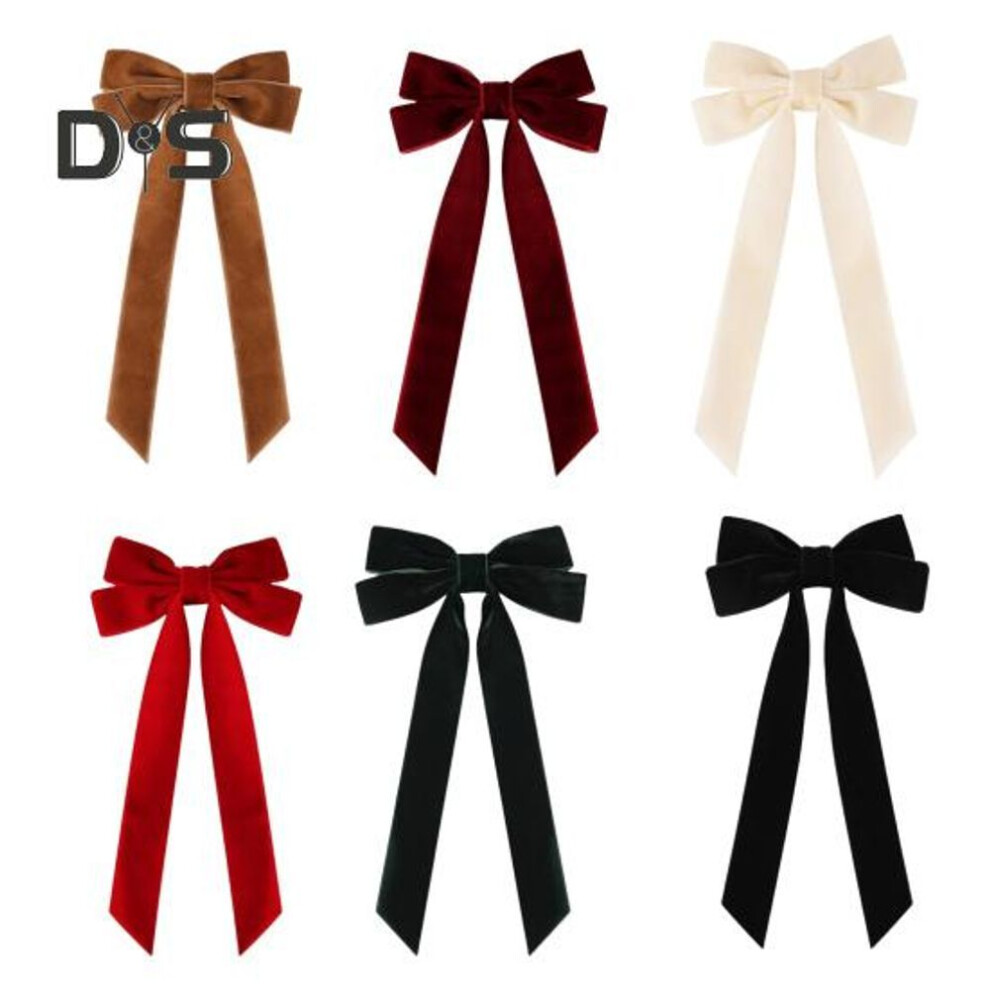 6pcs Velvet Bow Hair Clips Velvet Tassel Hair Ribbon Bowknot Barrettes Girl Decorative Hair Clip Hair Accessories
