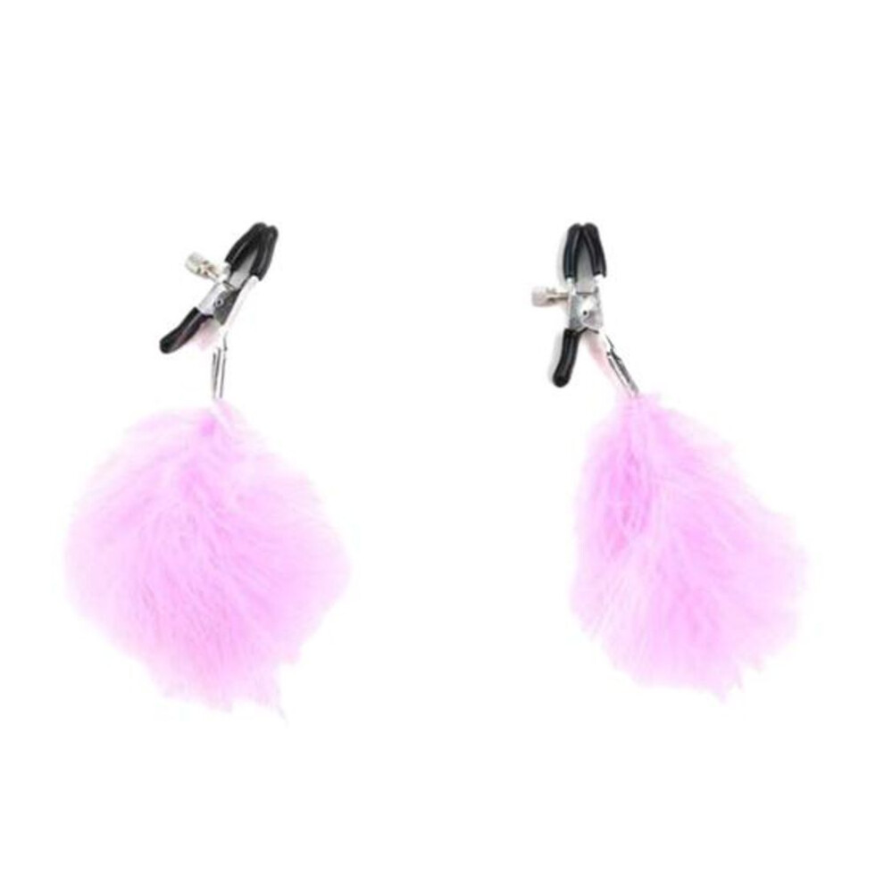 (pink) Yousheng 1 Pair Adult Sex Toys Exquisite Flirt Metal Boobs Clip with Feather for Wife