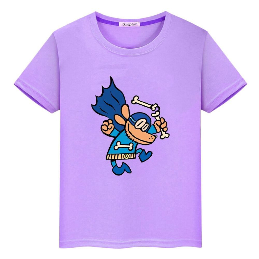 (purple, 150) Dog Man Print Anime Tees t shirt for kids boy 10years 100%Cotton Short Kawaii Tops pride tshirt y2k one piece kids clothes girls