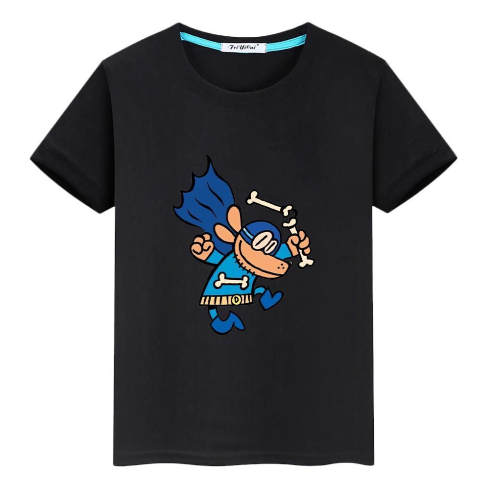 (black, 140) Dog Man Print Anime Tees t shirt for kids boy 10years 100%Cotton Short Kawaii Tops pride tshirt y2k one piece kids clothes girls