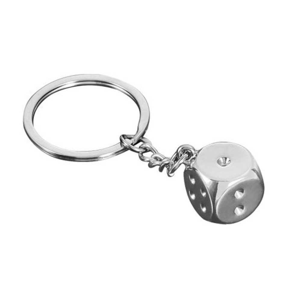 Creative Metal Six-sided Dice Car Keychain Alloy Key Ring Pendant Decor Gift