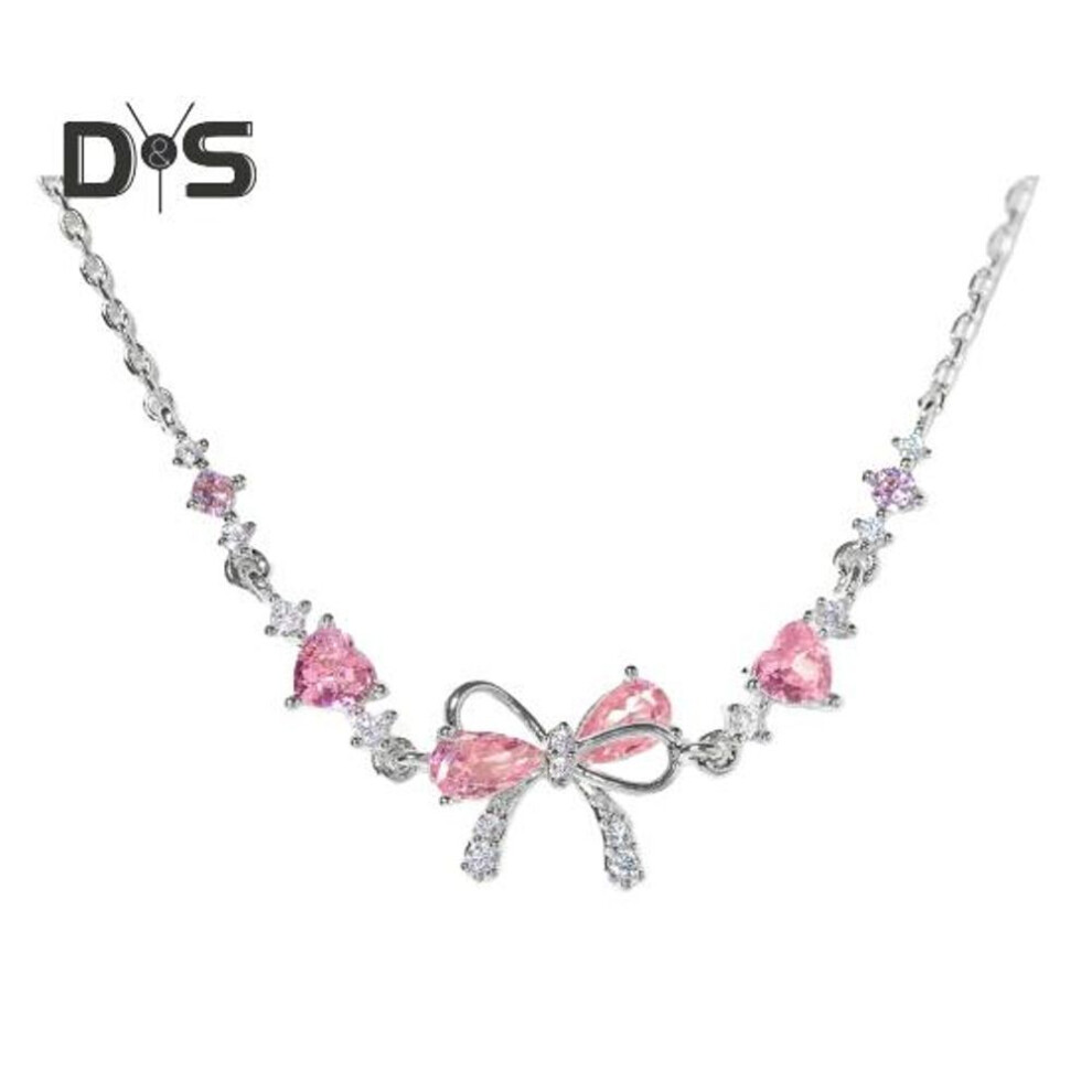 (silver) Women Bracelet Bow Heart Flower Shape Cubic Zirconia Adjustable Length Birthday Holiday Anniversary Gift Wrist Bangle Lady Jewelry