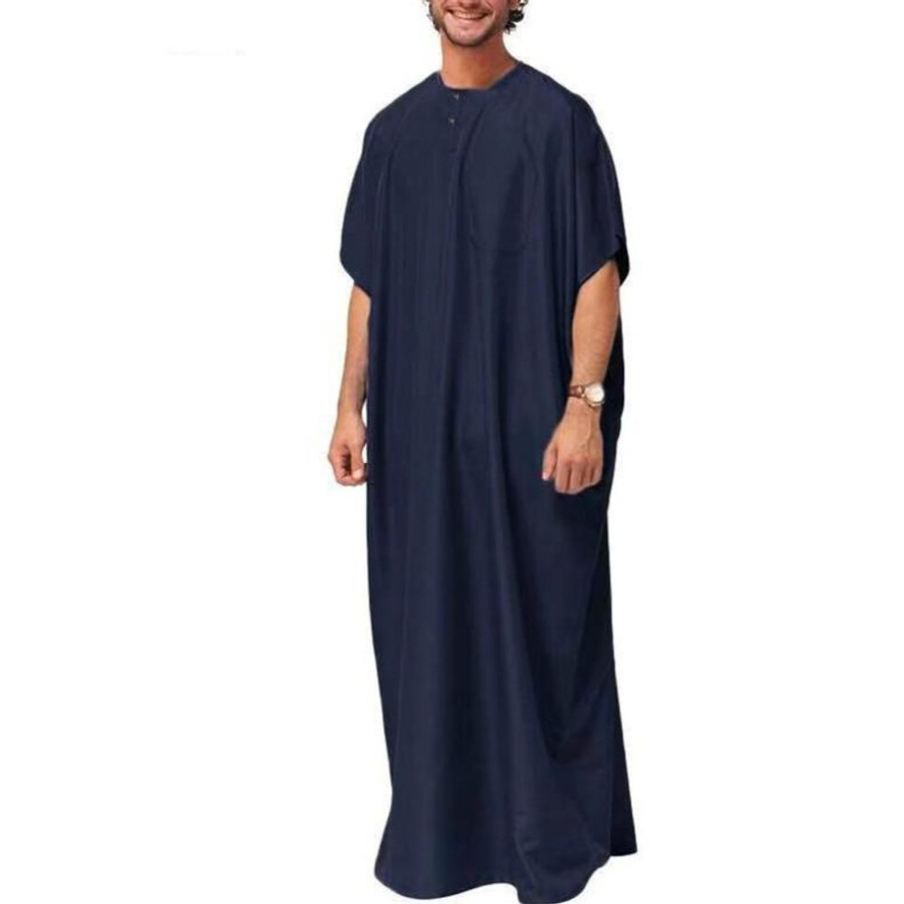 (XXXL, navy blue) 2025 Men's Dubai Arab Muslim Robe - Malaysia Edition