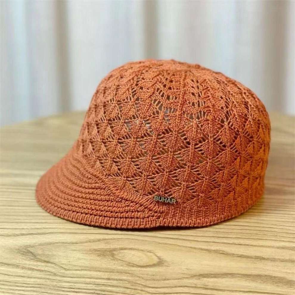 (orange) Spring/Summer Bucket Hats Hollow Visor Mesh Caps New Sunscreen Hat  Travel