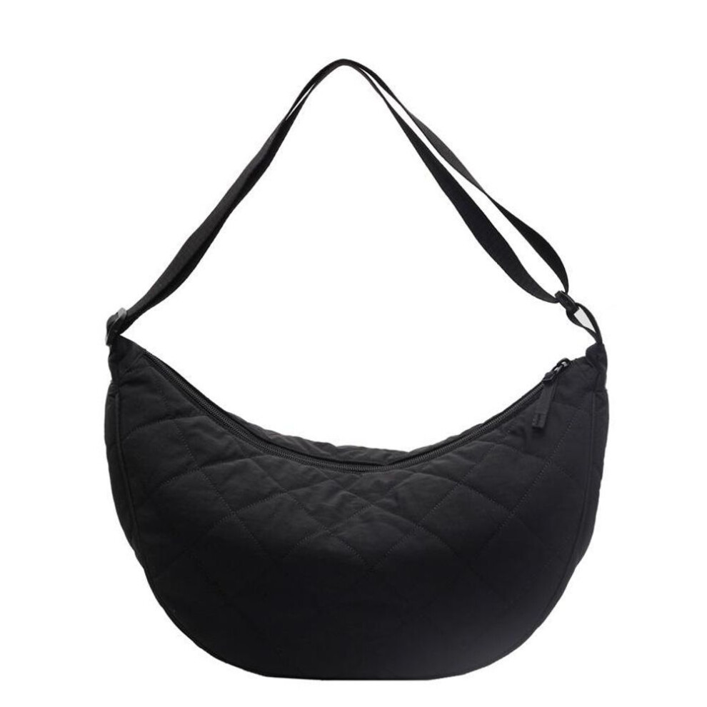 (black) Simple Nylon Fabric Shoulder Crossbody Bag Quilted Dumpling Bag Casual Men's And Women's Crossbody Bag