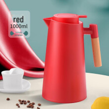 (red, 1000ml) Large Capacity Glass Liner Push-Button Insulated Kettle for Household Use
