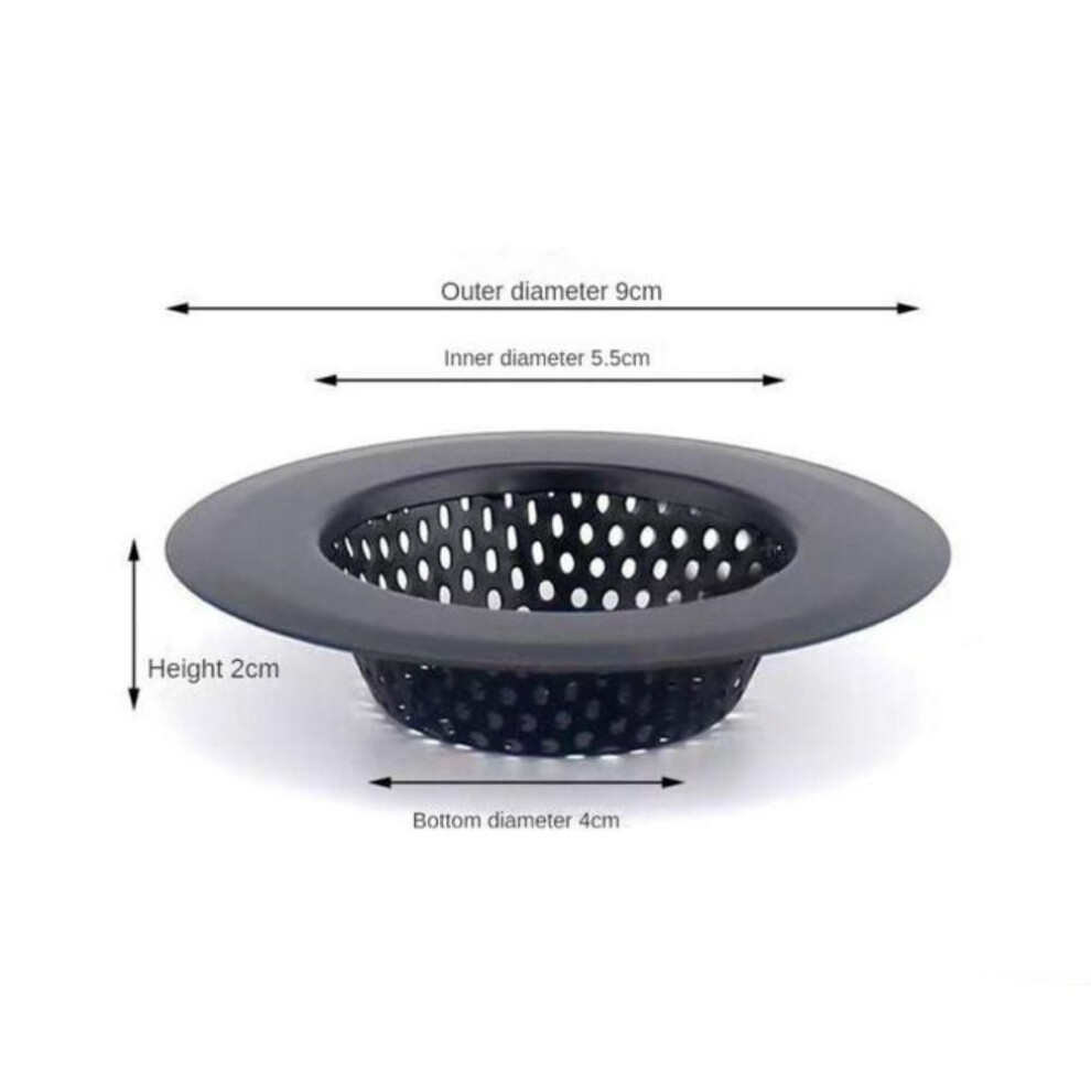 (black, L) Stainless Steel Sink Strainer Black Anti Clog Mesh Trap Hair Clean Up With Handle Drain Filter Kitchen Bathroom Accessories