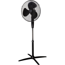 Zanussi 16" Inch, Lightweight, Pedestal Fan, 3 Speeds, Wide-Angled Oscillation, Powerful Airflow, Adjustable Height, Bl