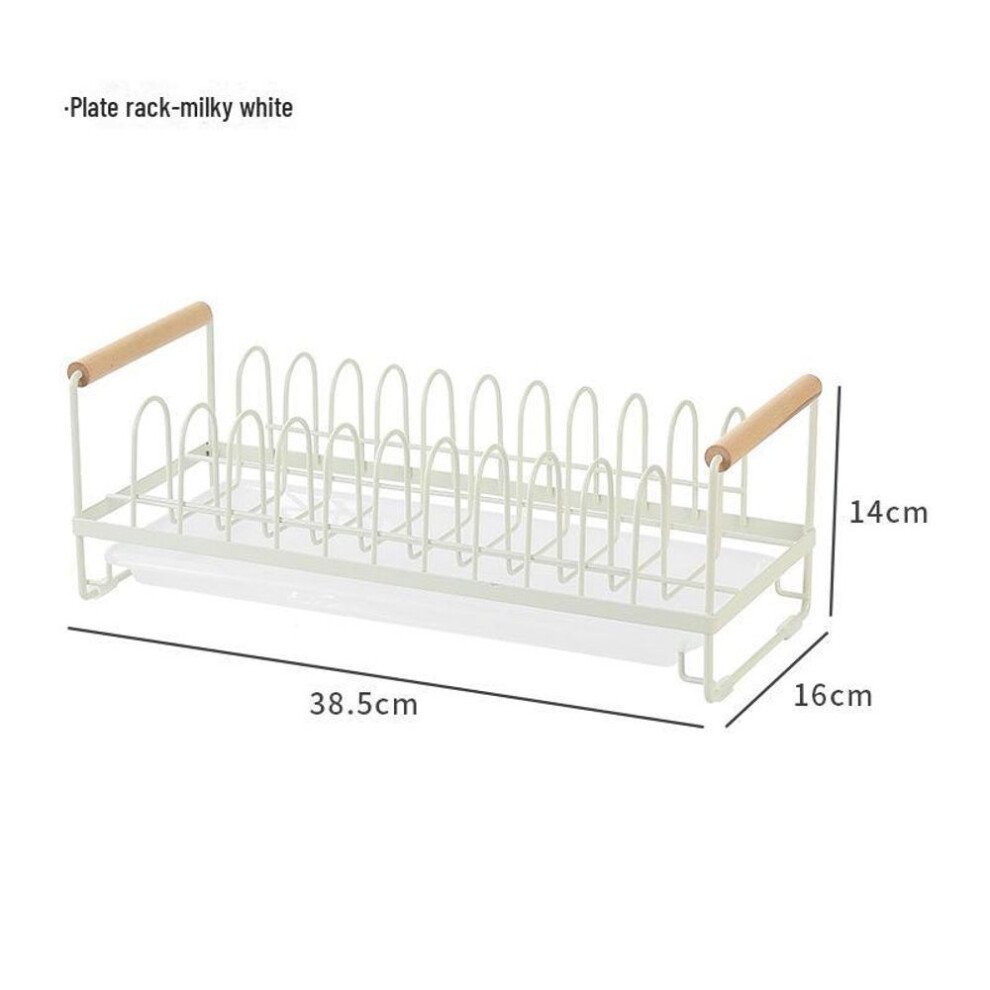 (cream, Plate rack) Punch-Free Kitchen Dish Rack: Countertop Drain & Storage Solution