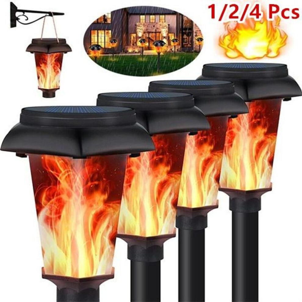 (4Pack) 4/2/1 Pack Solar Torch Light with Flickering Flame Solar Flame Lights Outdoor Solar Torch Lights with IP65 Waterproof Flame Solar Lights Outdoor