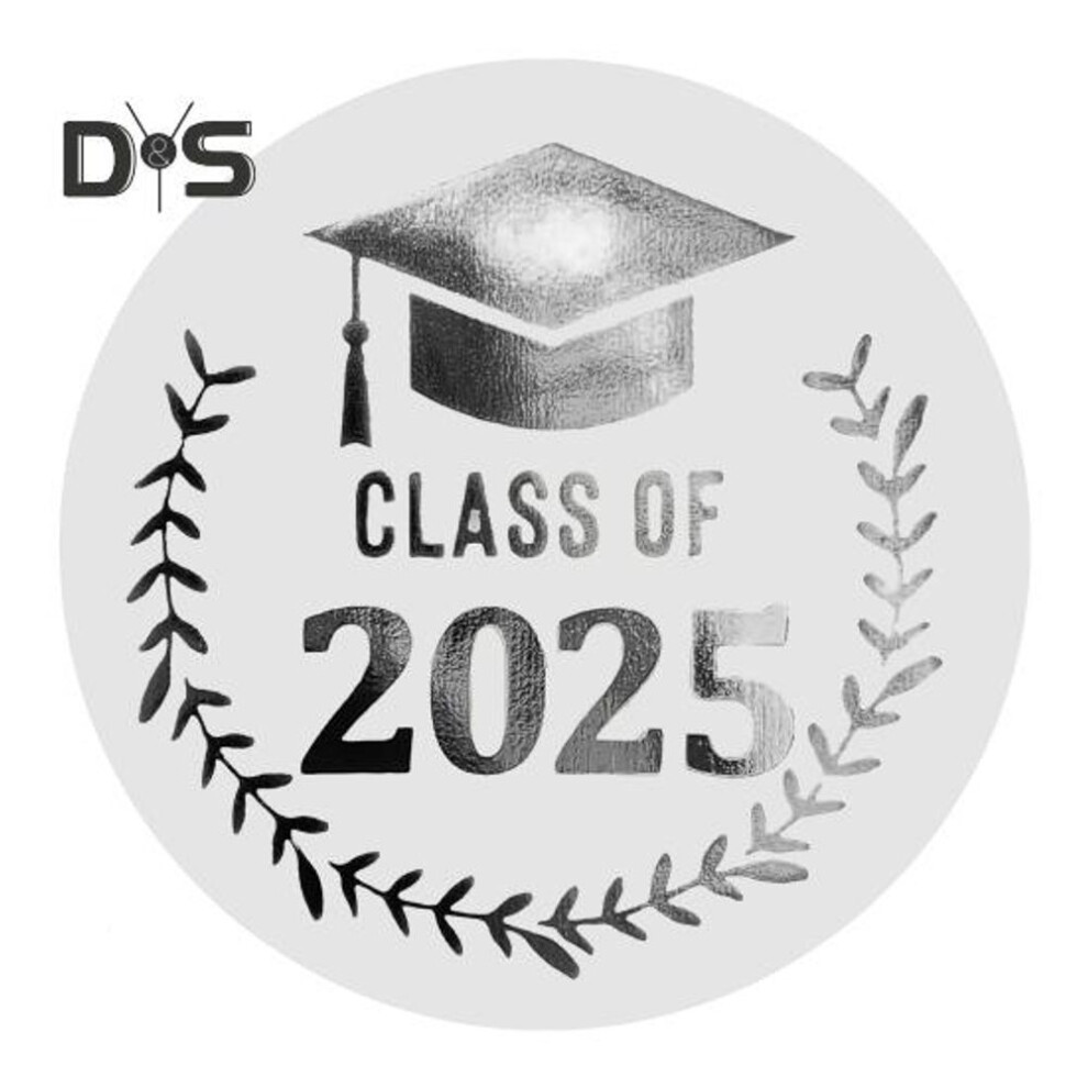(silver) 120Pcs Graduation Stickers Class of 2025 Gold Foil Metallic Graduation Labels Grad Party Supply for Graduation Caps Envelopes Gift Bags