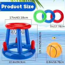 Ensemble De Cerceaux De Basket-ball Gonflable, Bleu - Idéal Pour La Piscine Et Le Jeu De Plage, Un Cerceau De Basket-ball Et Une Balle