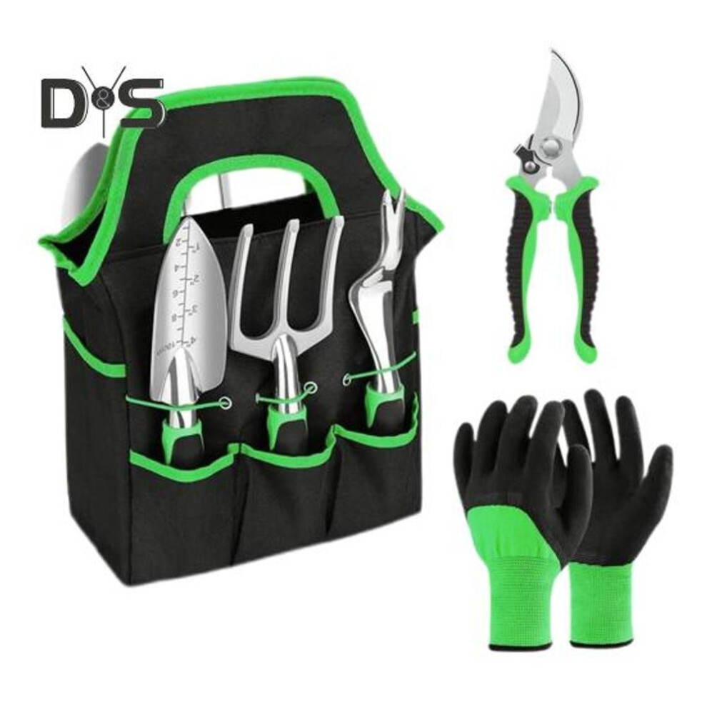 (green) 8 Pcs Gardening Tools Stainless Steel Hand Shovel Pruning Shears Garden Supplies With Storage Bag Gifts For Gardening Lovers