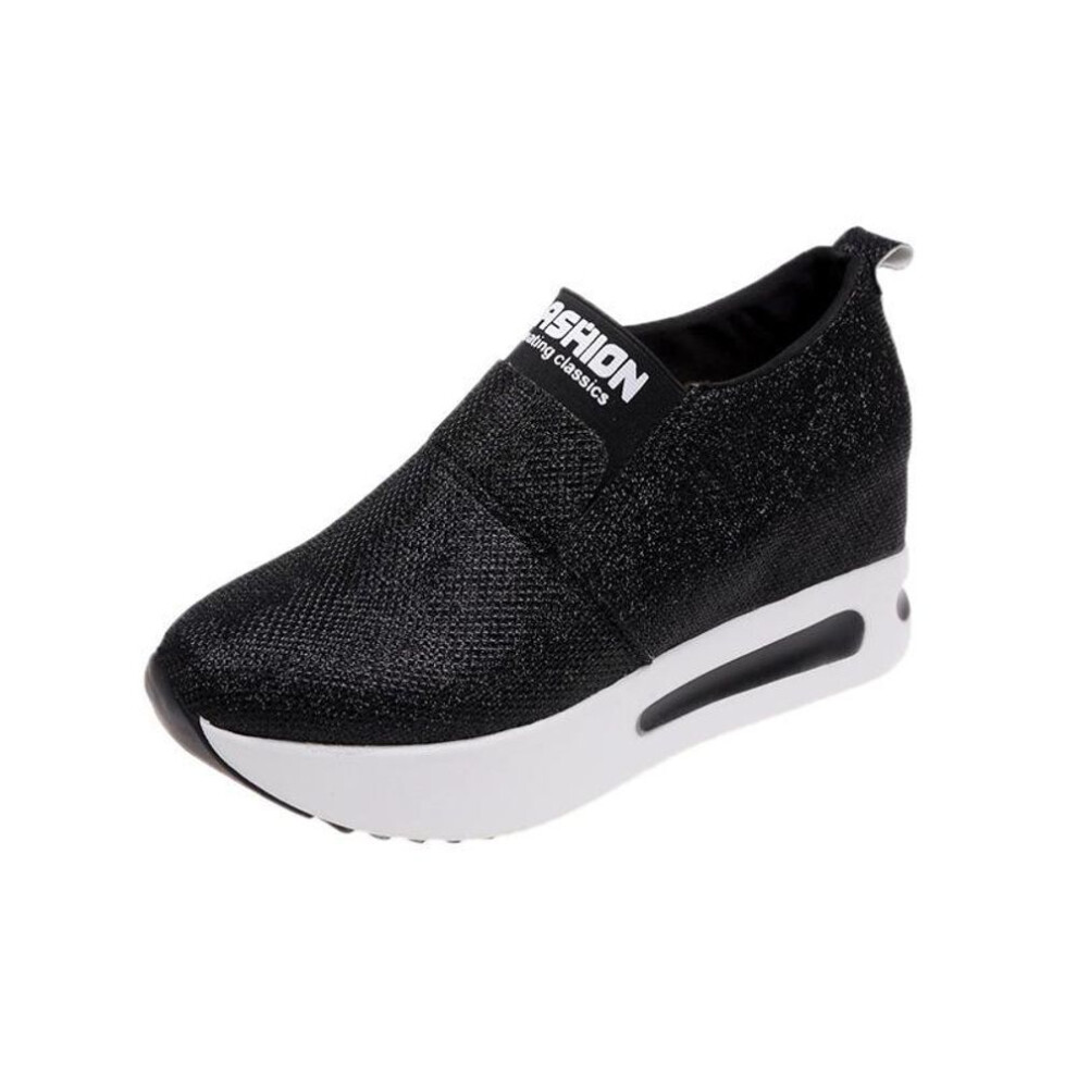(black, 5) Women Shoes Ladies Flat Thick Bottom Shoes Slip on Ankle Boots Casual Platform Sport Shoes 2024 New