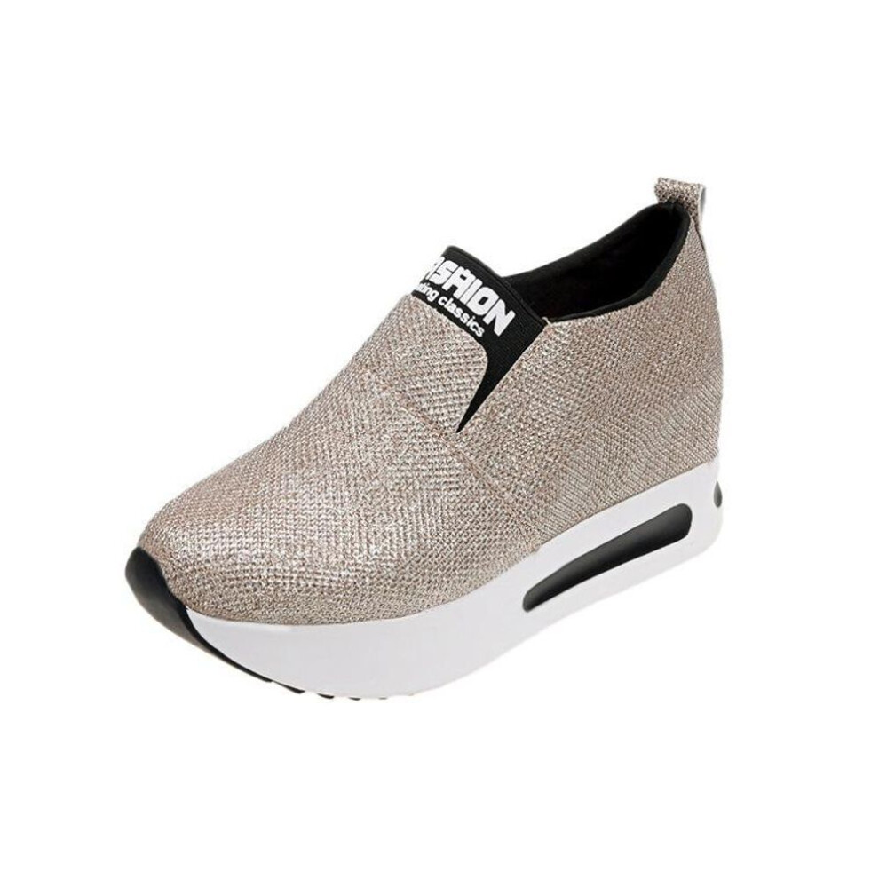 (gold, 9) Women Shoes Ladies Flat Thick Bottom Shoes Slip on Ankle Boots Casual Platform Sport Shoes 2024 New