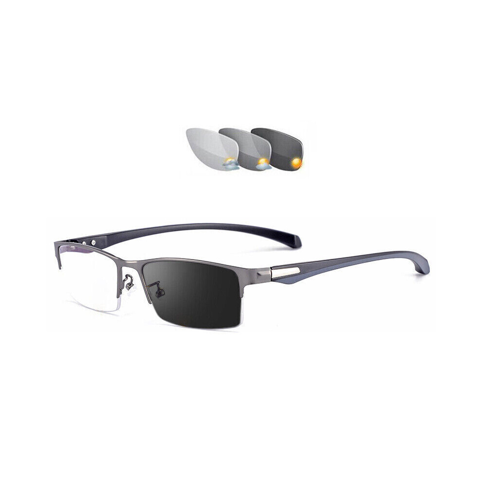 (+2.0) Photochromic Gunmetal Progressive Multifocal Reading Glasses Anti-blue +1.0 1.5 2.0 2.5 3.0 3.5 4.0