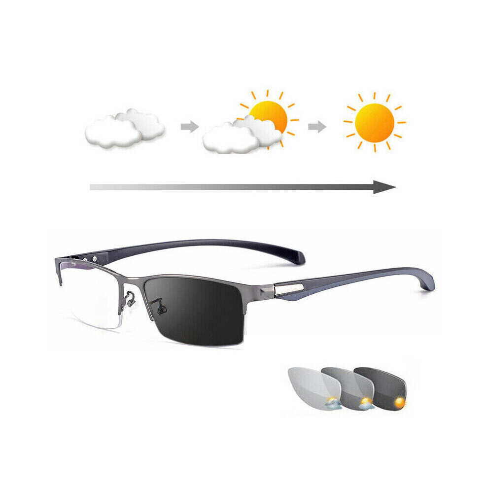 (+1.5) Photochromic Gunmetal Progressive Multifocal Reading Glasses Anti-blue +1.0 1.5 2.0 2.5 3.0 3.5 4.0