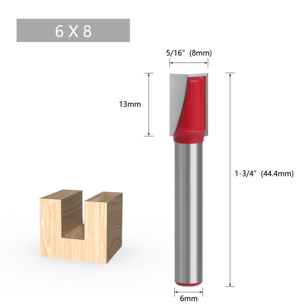 (6x8mm) Tool Milling Cutter 6mm Shank Router Bits Wood Carving Woodworking Tools Cleaning Bottom Bit
