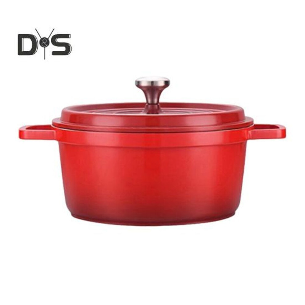 (red, 24 cm) Heavy-duty Stockpot Non-Stick Saucepan with Lid Cast Aluminum Pot Versatile Cookware for Cooking Baking Frying Simmering
