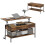 Homcom HOMCOM Industrial Lift Top Coffee Table with Storage Shelf Rustic Brown 2