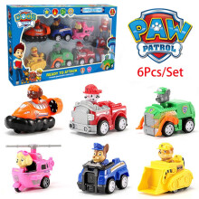 (6Pcs/Set)Paw Patrol Speelgoed Trek-back Auto Voertuig Set Kids Verjaardag Kerst Cadeaus Verzamelingen