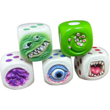 (B1) 5 pcs Monster Dice, Funy Monster Face Resin Dice Set, Halloween Tabletop Game Dice Set Props, Weird Monster Dice Set for Table Games,