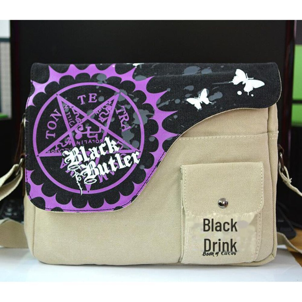 (as the picture, Black Butler, Canvas shoulder bag) Attack on Titan Sword Art Pirates Canvas Shoulder Bag Ninja Anime Backpack Black Butler