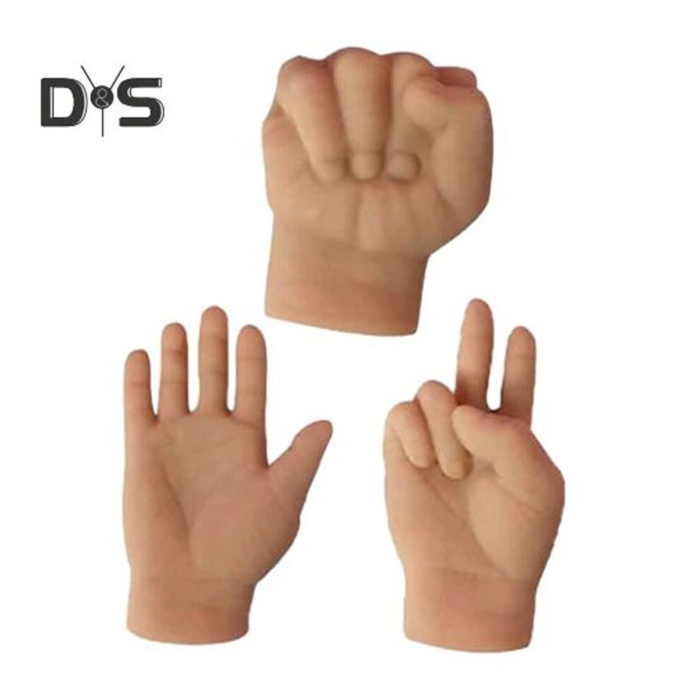 3Pcs Tiny Finger Hand Cat Toy Rock Paper Scissor Shape Stretchable Mini Hand Finger Glove Puppet Prank Gag Gift Party Favors