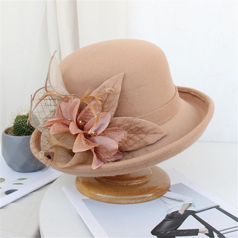 (khaki, One Size) Women Fashion Beret  Painter Hat Cap Vintage Warm Party Top Hat
