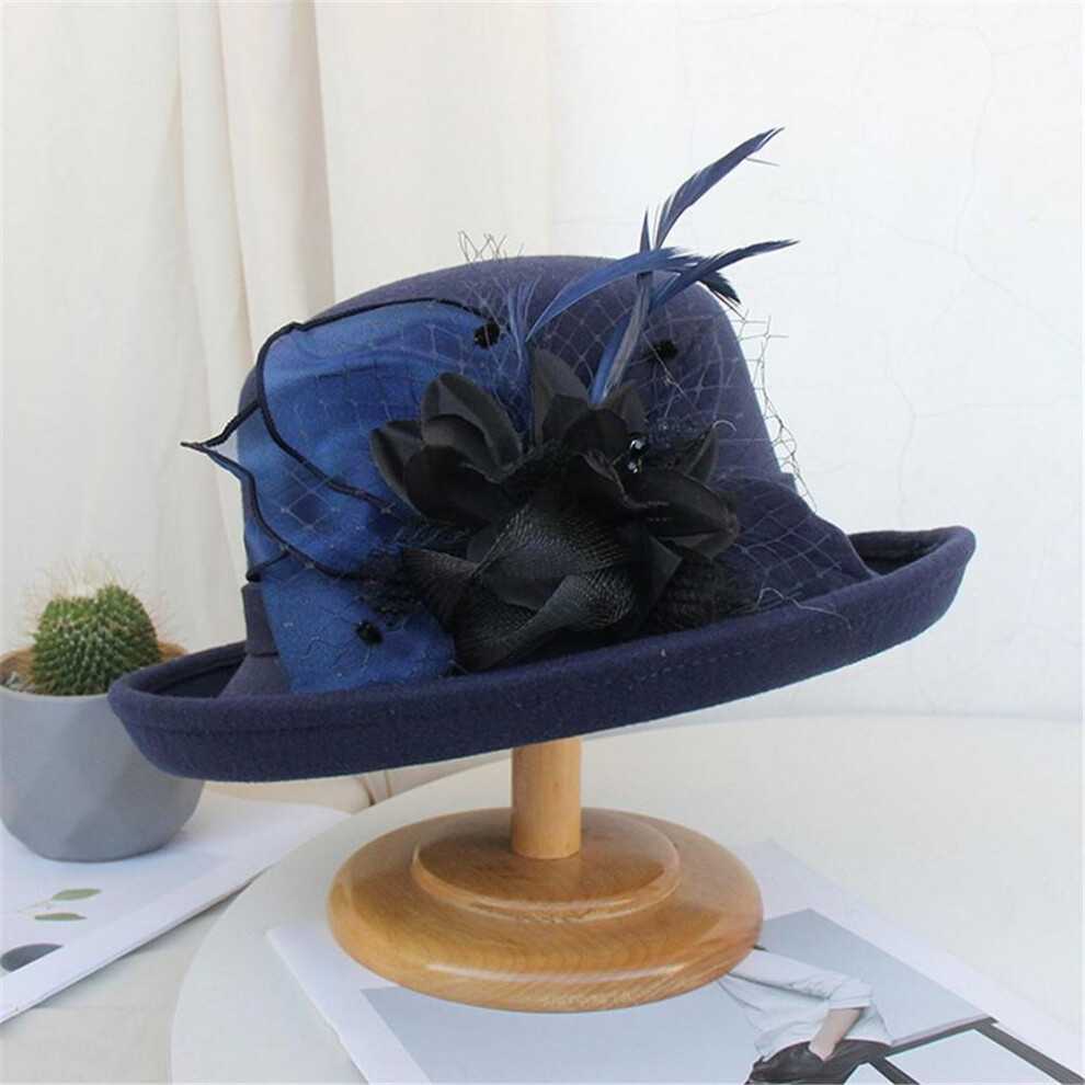 (dark blue, One Size) Women Fashion Beret  Painter Hat Cap Vintage Warm Party Top Hat
