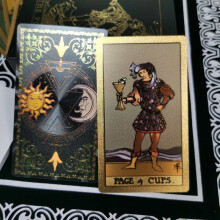 Coffret cadeau de cartes de tarot Soleil et Lune, feuille d'or de luxe, estampage de cartes de tarot en PVC, imperméable