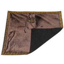 Nappe de divination en velours marron foncé avec sac de tarot Nappe d'autel métaphysique nordique Cartes Jeu de