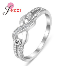 -6Novel Design Picture 8 Forme Ronde Bagues pour Femmes Filles Promesse Bagues Argent Sterling 925 Mariage
