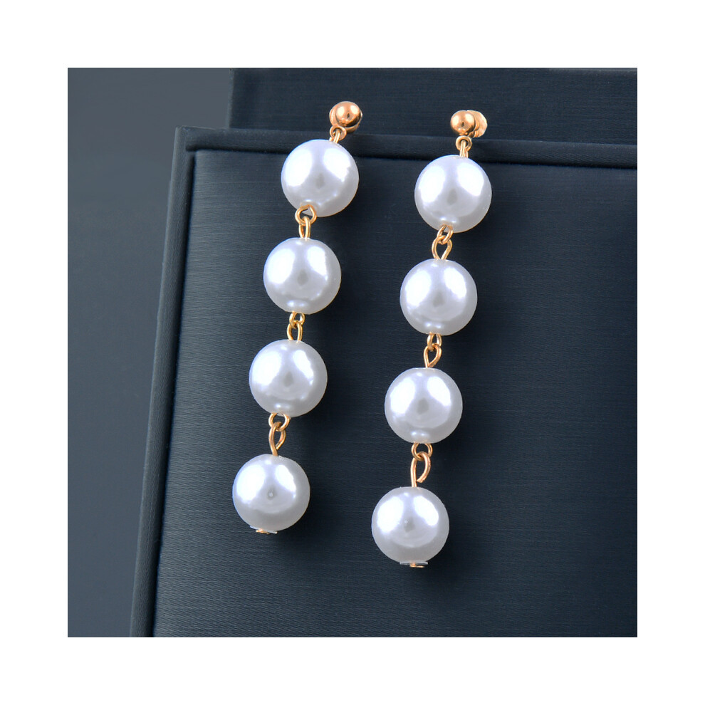 (ES195KCN) Boucles d'oreilles vintage en perles d'imitation grises et blanches pour femmes, bijoux de mariage,